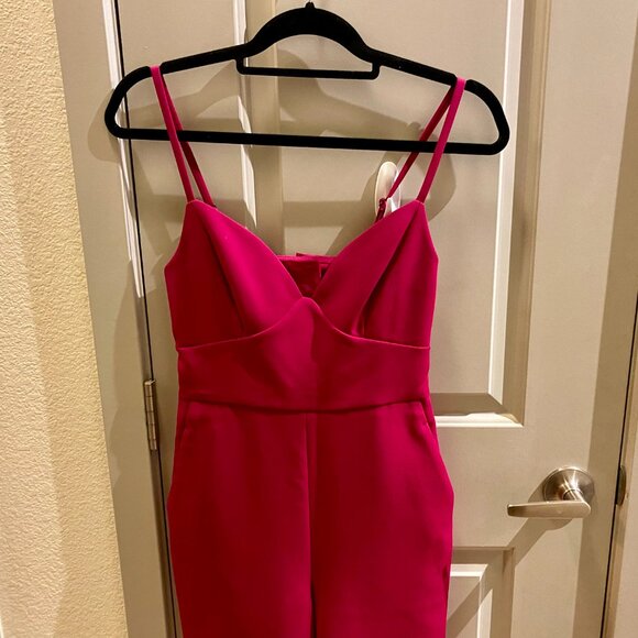 LAST CHANCE - BCBG Tailored Jumpsuit Size XS in Vivid Fuchsia - Picture 4 of 8
